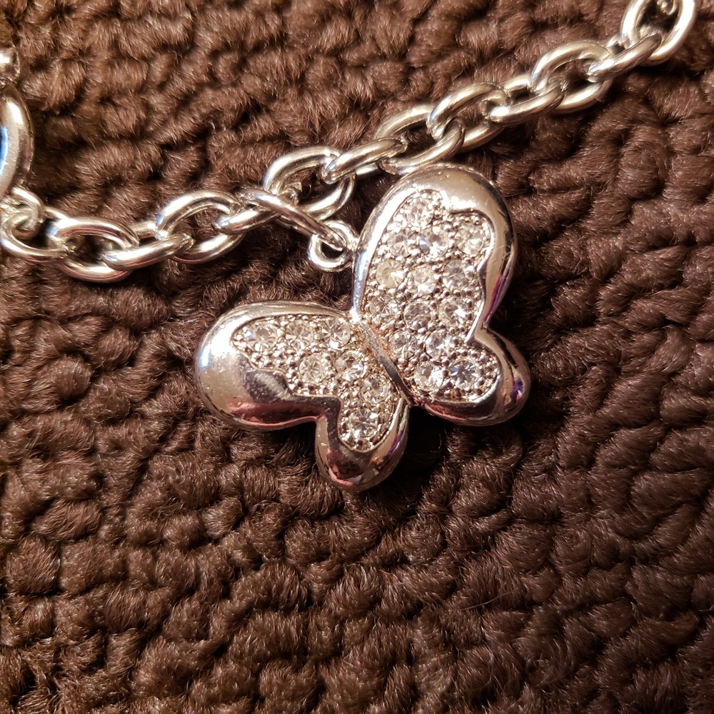 Butterfly bracelet, 8" w/ Crystals, toggle clasp